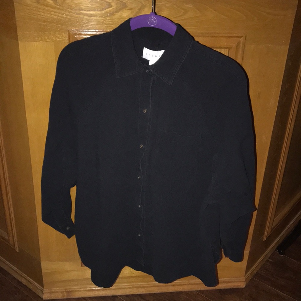 Every - Black 100% Cotton Button Front Long Sleeve Shirt -Size xs